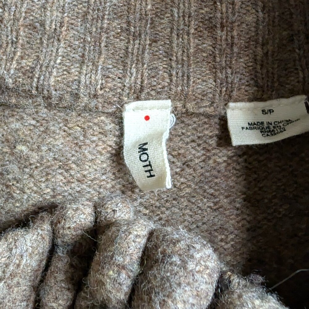 Anthropologie Moth Wool Blend Floating Sparks Ruffle Front Cardigan Size S Brown - Picture 6 of 6